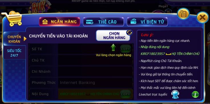 Tốc độ gửi và rút tiền đạt chuẩn Vnq8 - Vnq8